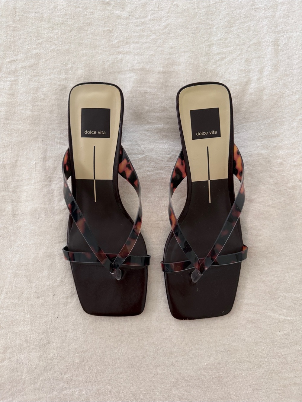 Dolce Vita Women's Tortoiseshell Strap Square-Toe Slide Sandals - Black & Brown